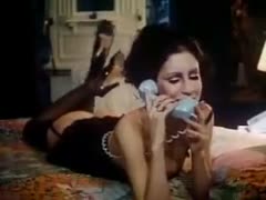 One seductive brunette's curly vagina is eaten by a playful guy.